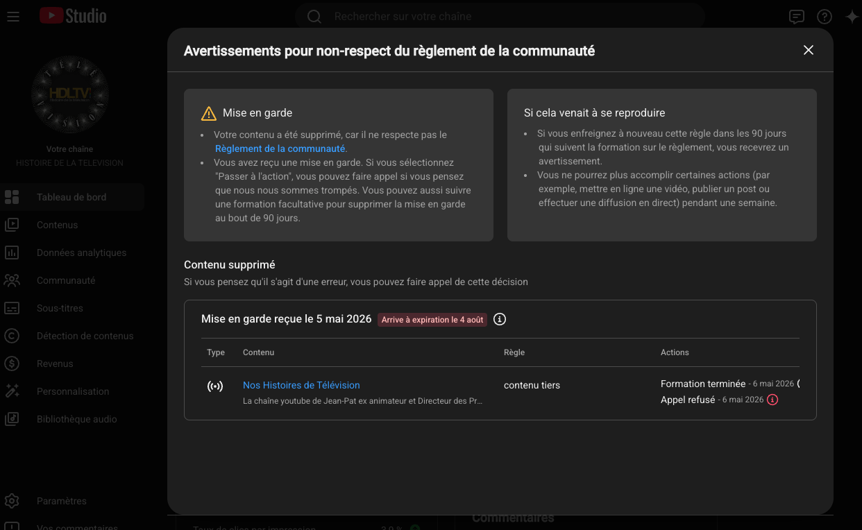 Censure algorithmique YouTube Studio